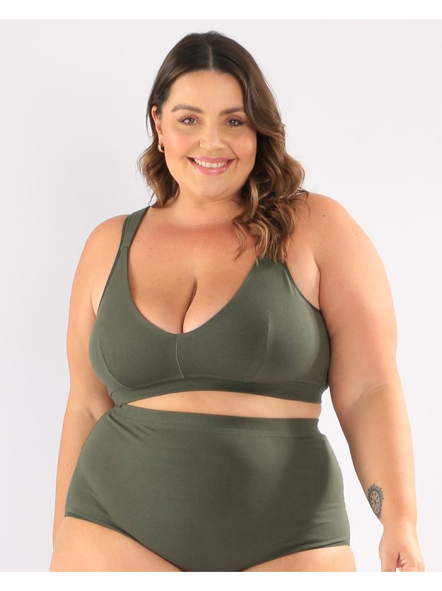 Sutiã Luana sem bojo plus size em algodão que veste do 48 até o