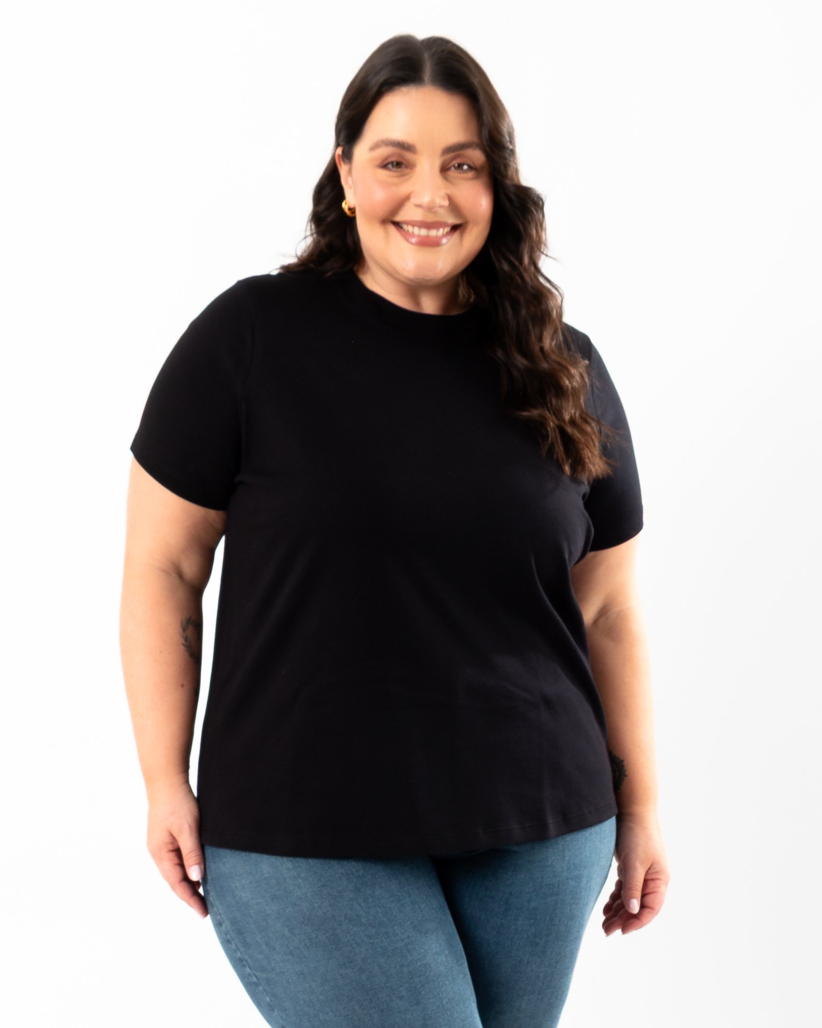 CHANMINA Tシャツ XLサイズ ブラック T-Shirt Plus Size em Suedine